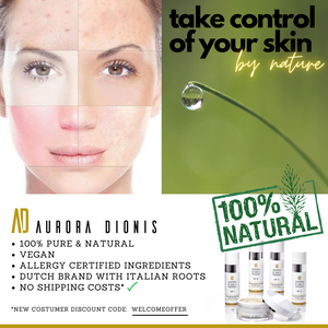 control your skin by nature Aurora Dionis 100% pure and natural vegan skincare